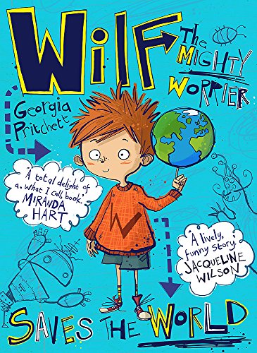 Book cover featuring a cartoon boy holding a globe against a bright blue background.