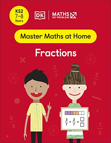 Book cover for Fractions, featuring two illustrated children and a math problem.