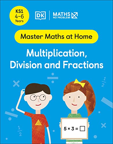 Blue book cover with children, math symbols, and title "Master Maths at Home".