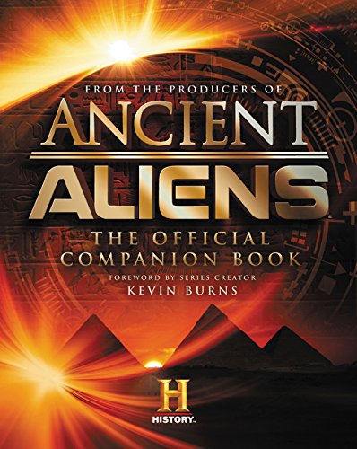Book cover for "Ancient Aliens" with pyramids and glowing orange design.