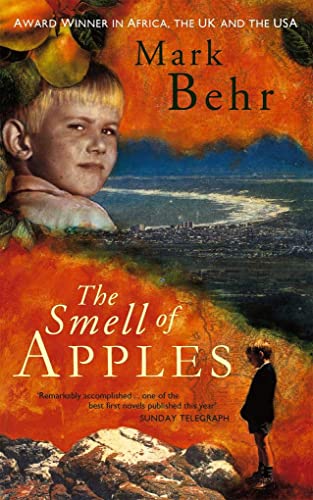 Book cover: a young boy, city skyline, and apples, titled "The Smell of Apples".