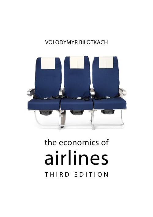 Book cover: "The Economics of Airlines" with airplane seats illustration.