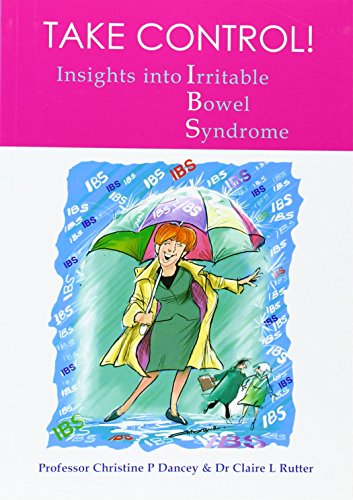 Book cover: woman under umbrella with "IBS" text, pink and blue design.
