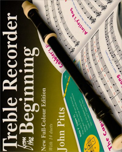 Treble recorder and music book cover, titled "Treble Recorder from the Beginning".