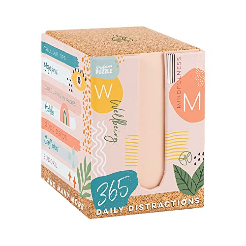 Pale pink cube game box with “365 Daily Distractions” text and illustrations.
