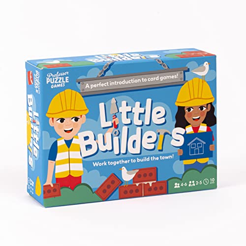 Professor PUZZLE Little Builders" game box with children wearing construction hats.