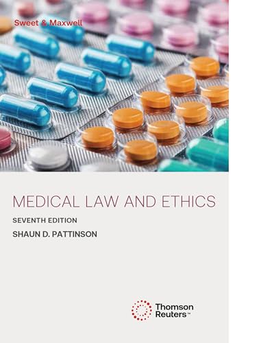 Book cover titled Medical Law and Ethics featuring a background of assorted blister packs.