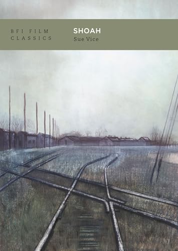 Book cover for “Shoah” featuring a bleak, painted landscape with railway lines.