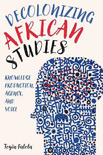 Book cover: “Decolonizing African Studies” with a blue patterned head silhouette.