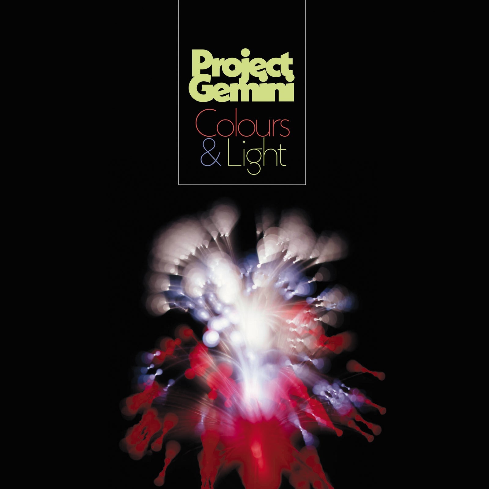 CD cover for Project Gemini - Colours & Light, with abstract light trails.