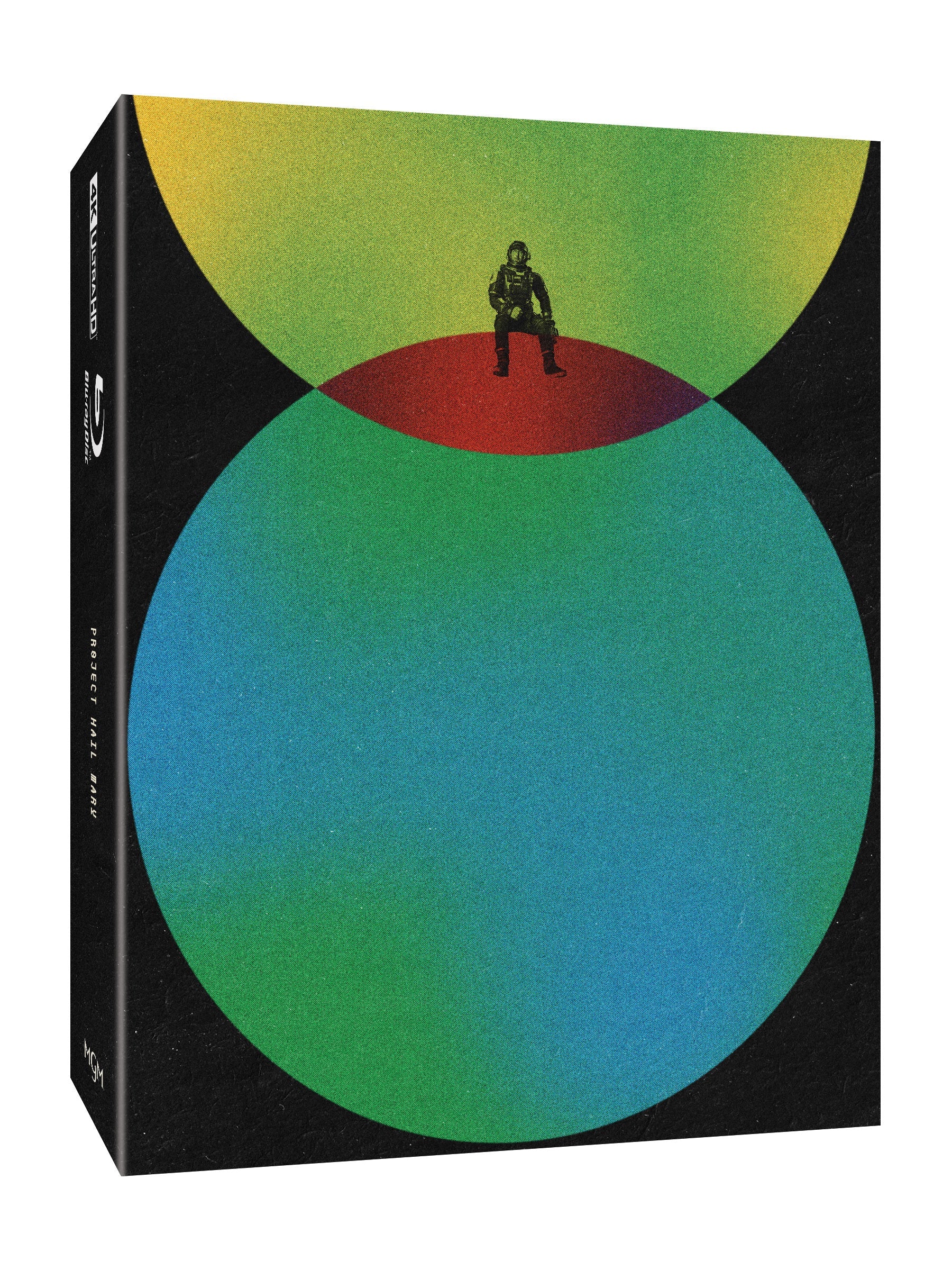 Steelbook case for "Project Hail Mary" with astronaut on colorful circles.