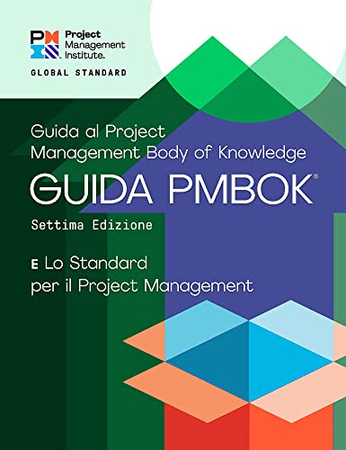 Book cover for the Italian PMBOK Guide Seventh Edition with geometric abstract background.