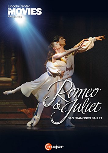 Ballet dancers in a lift, “Romeo & Juliet” DVD cover.