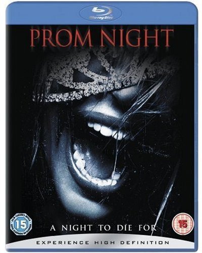 Prom Night" Blu-ray cover featuring a distressed face with a cracked mask.