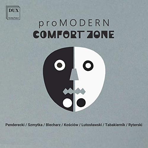 A grey album cover with a black and white face and text.