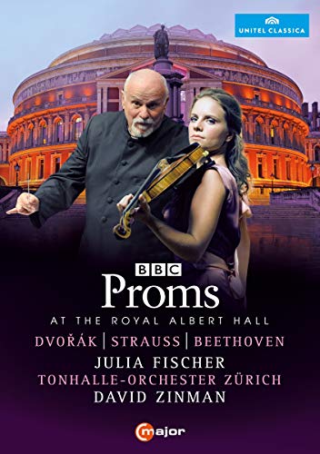 DVD cover featuring a conductor and violinist in front of the Royal Albert Hall.