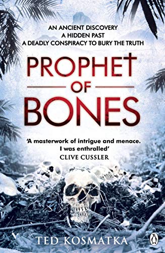 Book cover: “Prophet of Bones” with skull and jungle foliage.