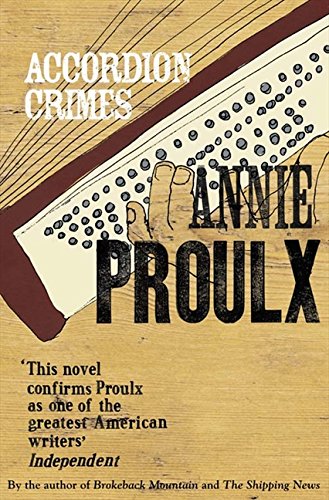 Book cover: "Accordion Crimes" by Annie Proulx, featuring an accordion.