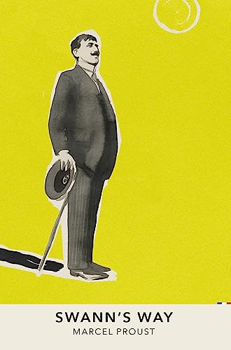 Yellow book cover with a sketched portrait of a man in a suit.