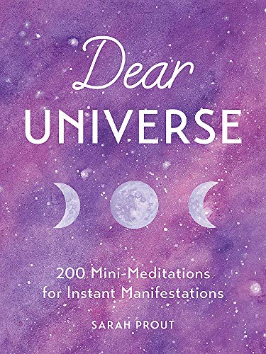 Book cover with purple nebula background, moons, and white text.