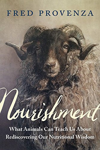 Book cover featuring a painting of a ram with the title Nourishment.