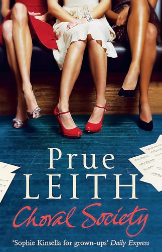 Three women in dresses and heels sit on a bench above sheet music.