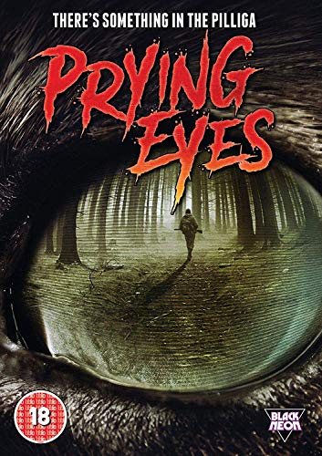 DVD cover for "Prying Eyes" featuring a large eye and forest scene.