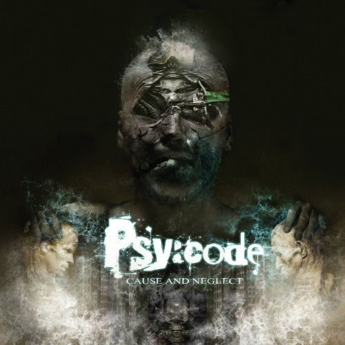 CD cover: distressed face with cracked texture and band logo "Psy:code".