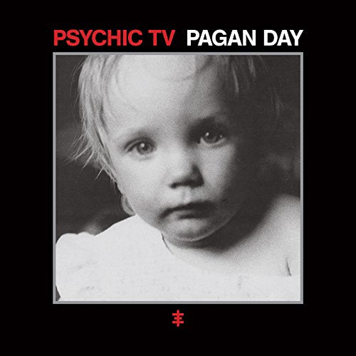Black and white portrait of a young child, album cover for Psychic TV.