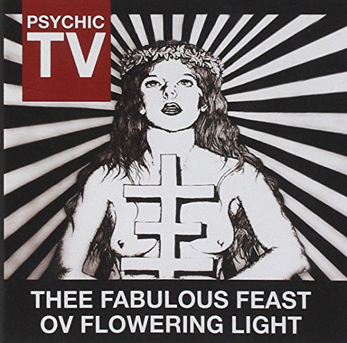 Psychic TV album cover: woman with floral crown, black and white stripes.