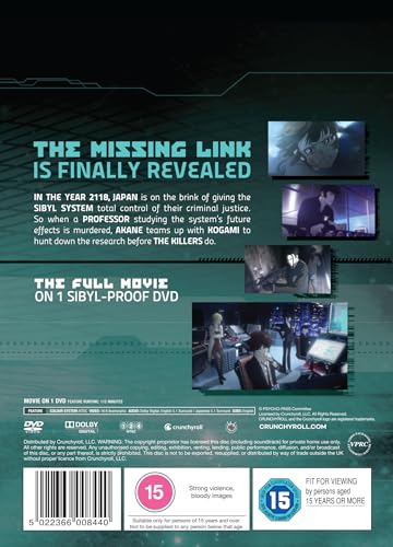 DVD back cover for "Psycho-pass: Providence" featuring character art and scenes.