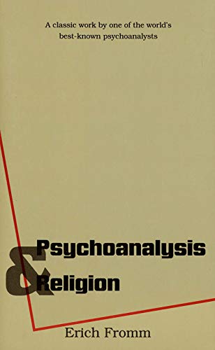 Book cover: "Psychoanalysis & Religion" by Erich Fromm, with red and black design.