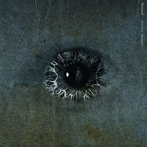 Dark album cover featuring a close-up of an eye with a figure inside.