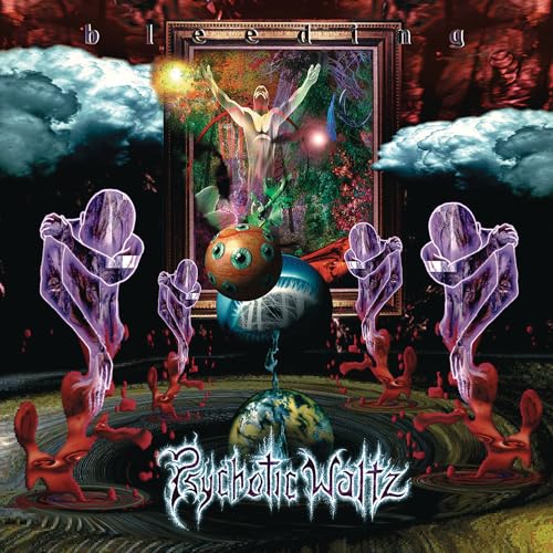 Album cover for Psychotic Waltz’s “Bleeding” featuring surreal, dramatic imagery.