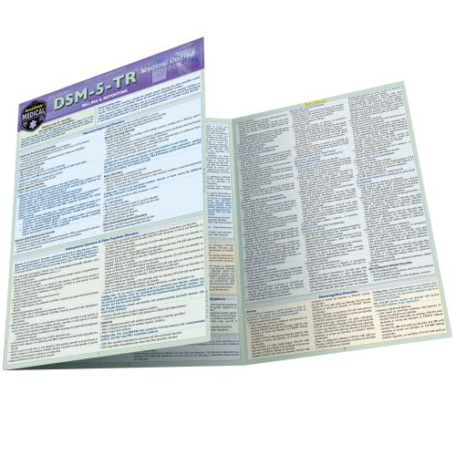 Folded DSM-5-TR medical coding quick reference guide with dense text.