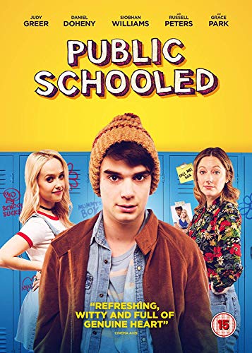 DVD cover of "Public Schooled" showing three people in front of blue lockers.