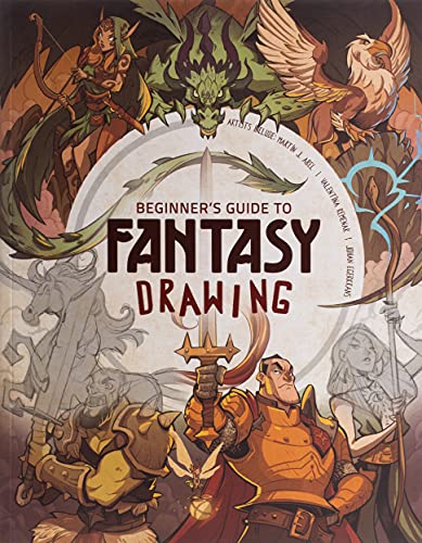 Book cover featuring fantasy illustrations of a knight, elf, dragon, and griffin.