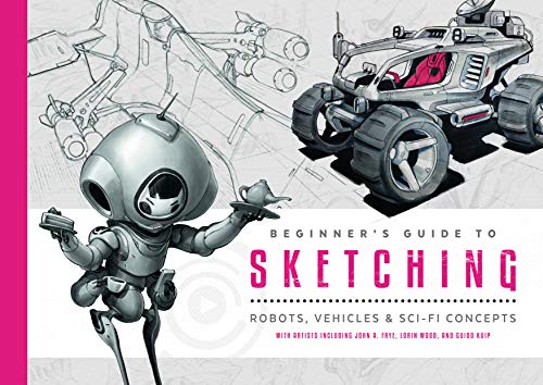 Book cover featuring sketches of robots, a vehicle, and sci-fi designs.