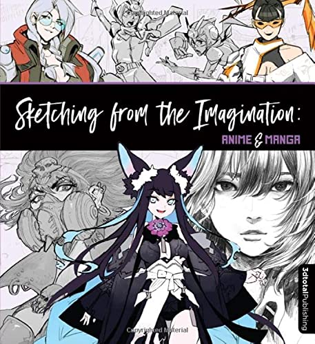Book cover: “Sketching from the Imagination: Anime & Manga” with character art.