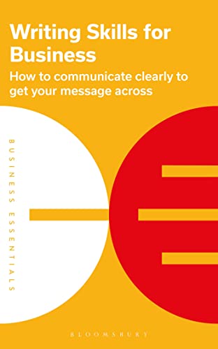 Book cover: "Writing Skills for Business" with abstract orange and red design.