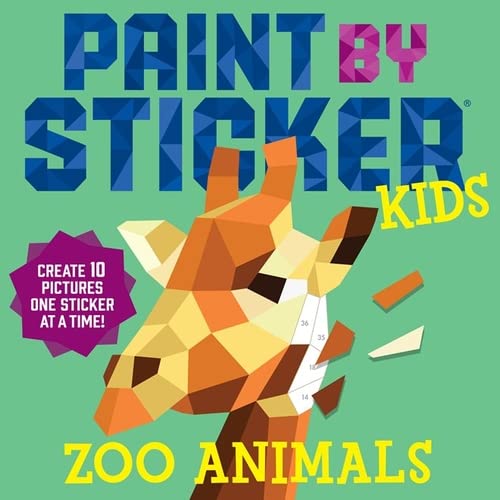Geometric giraffe on a book cover for a sticker art activity.