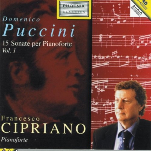 CD cover for Puccini’s 15 Sonate per Pianoforte, Vol. 1, with portraits.