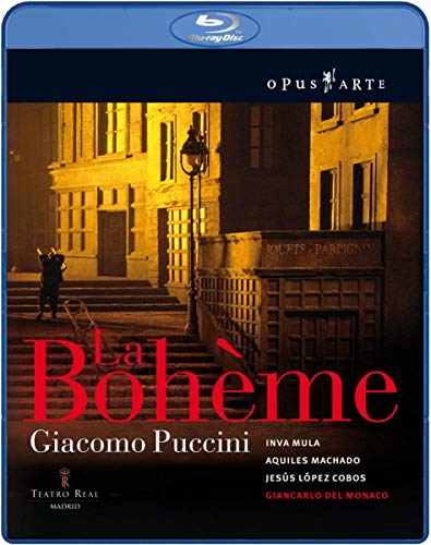 Blu-ray cover for Puccini’s *La Boheme* opera, featuring a building facade.