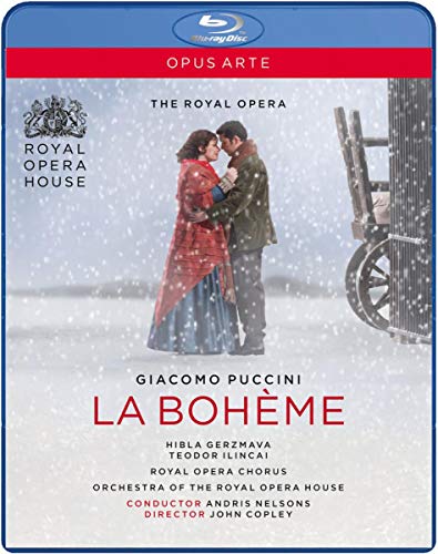 Blu-ray cover for Puccini’s La Bohème featuring a couple in winter.