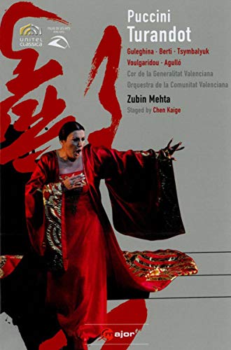 DVD cover for Puccini’s Turandot featuring a soprano in red robes.