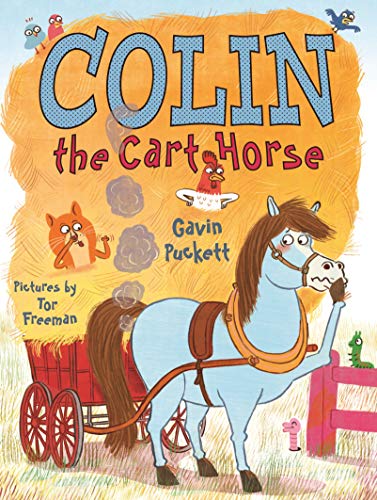 Book cover: blue horse pulling a red cart with animal characters.