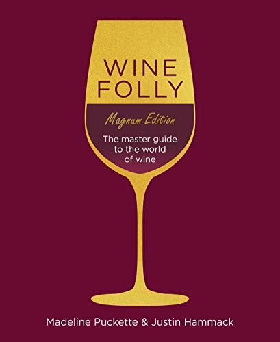 Book cover: “Wine Folly: Magnum Edition” with a golden wine glass shape.