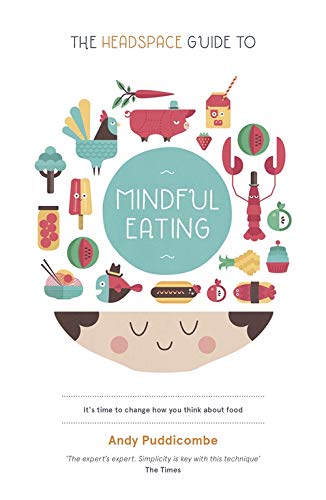 Book cover with colorful food illustrations and a smiling face outline.