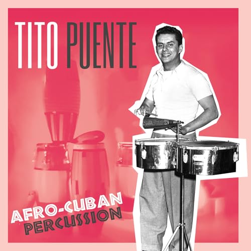 Tito Puente playing timbales, album cover with red and white text.