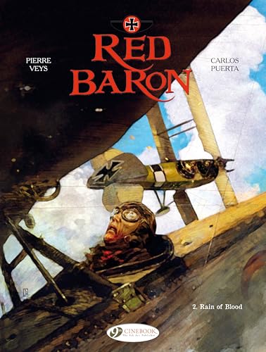 Comic book cover: Red Baron, a pilot, and a WWI biplane.